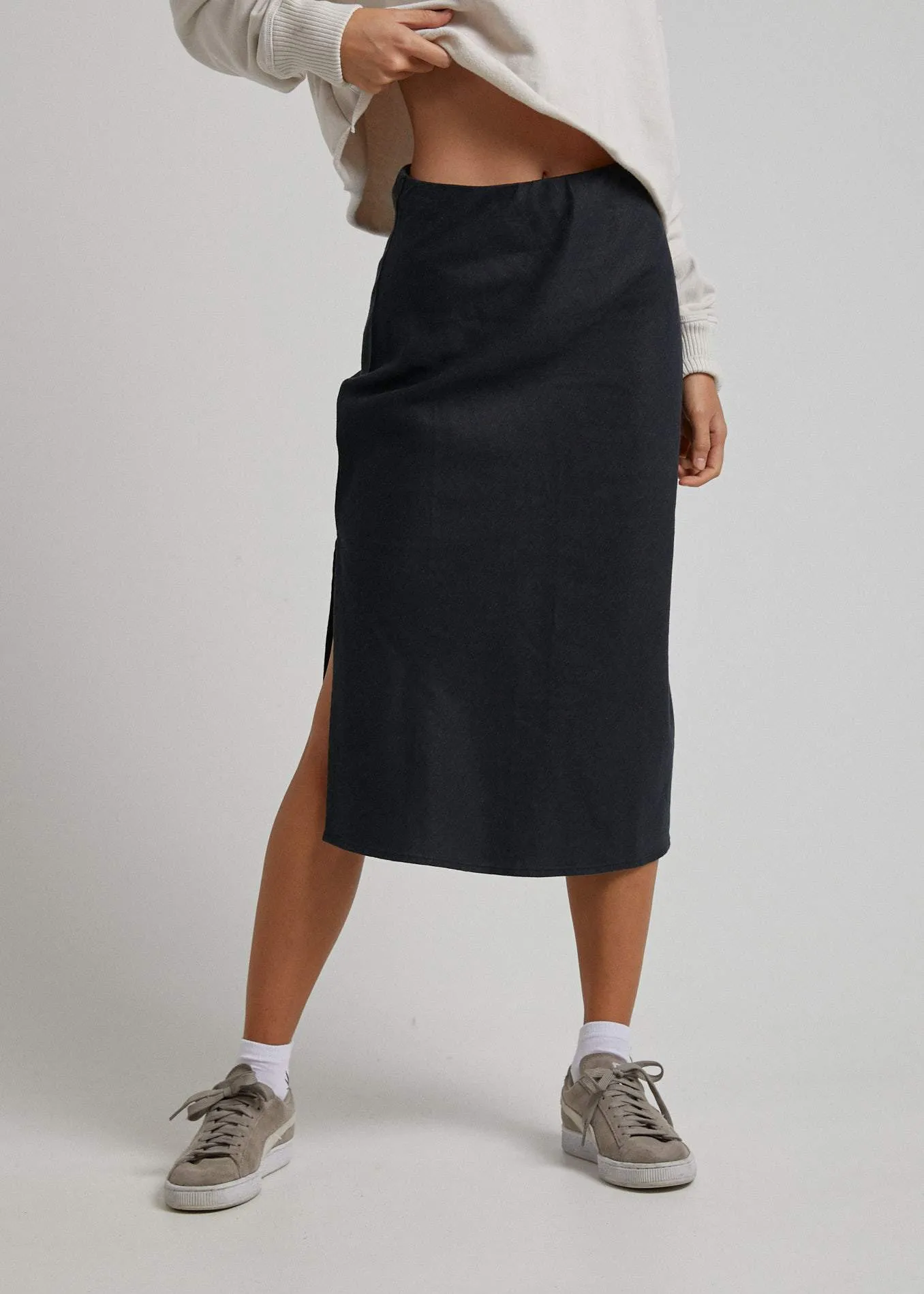 Afends Womens Madda - Hemp Midi Skirt - Black