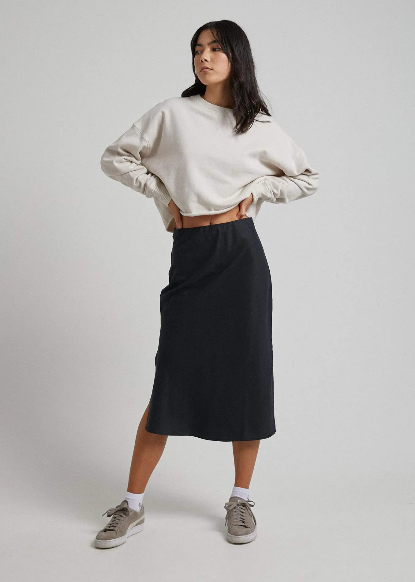 Afends Womens Madda - Hemp Midi Skirt - Black