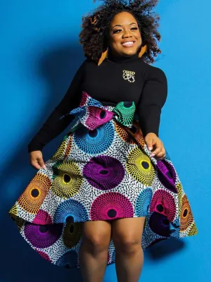 African Ankara Skirt Flower Print Casual