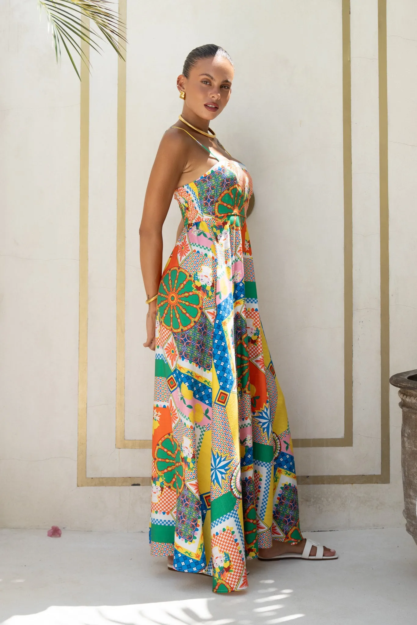 Allegra Multicolour Patchwork Maxi Dress