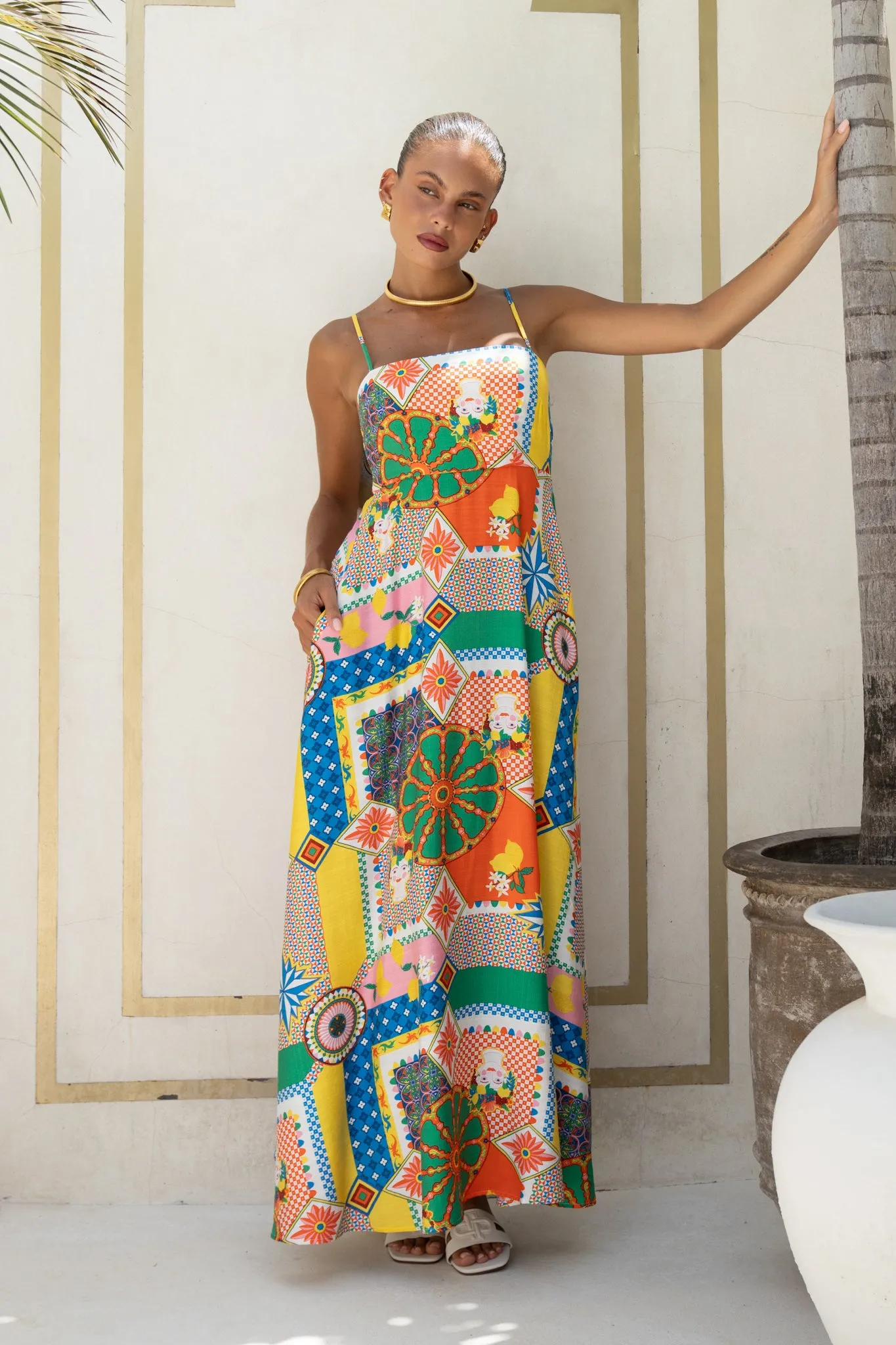 Allegra Multicolour Patchwork Maxi Dress