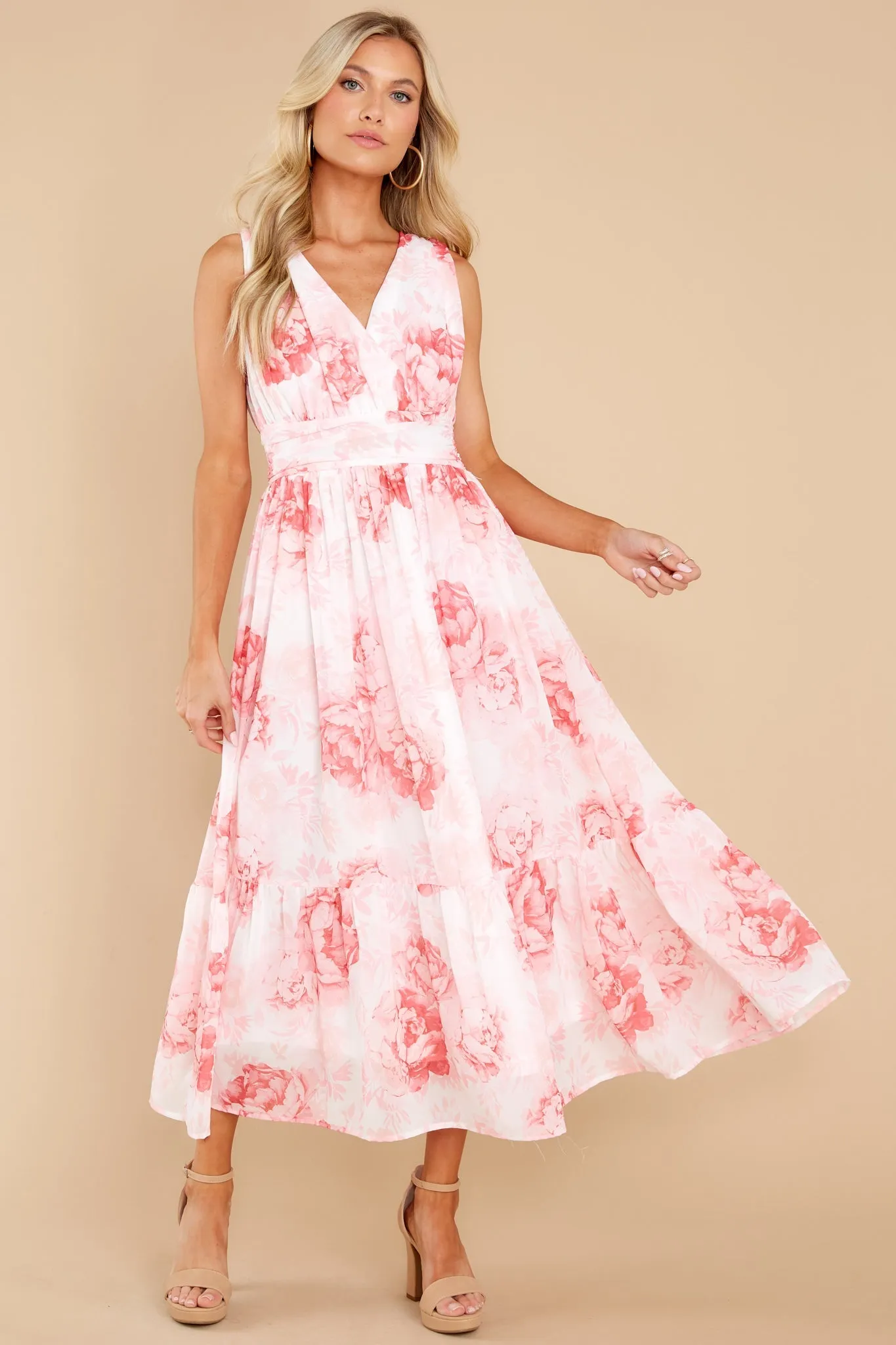 Always A Classic Pink Floral Print Midi Dress