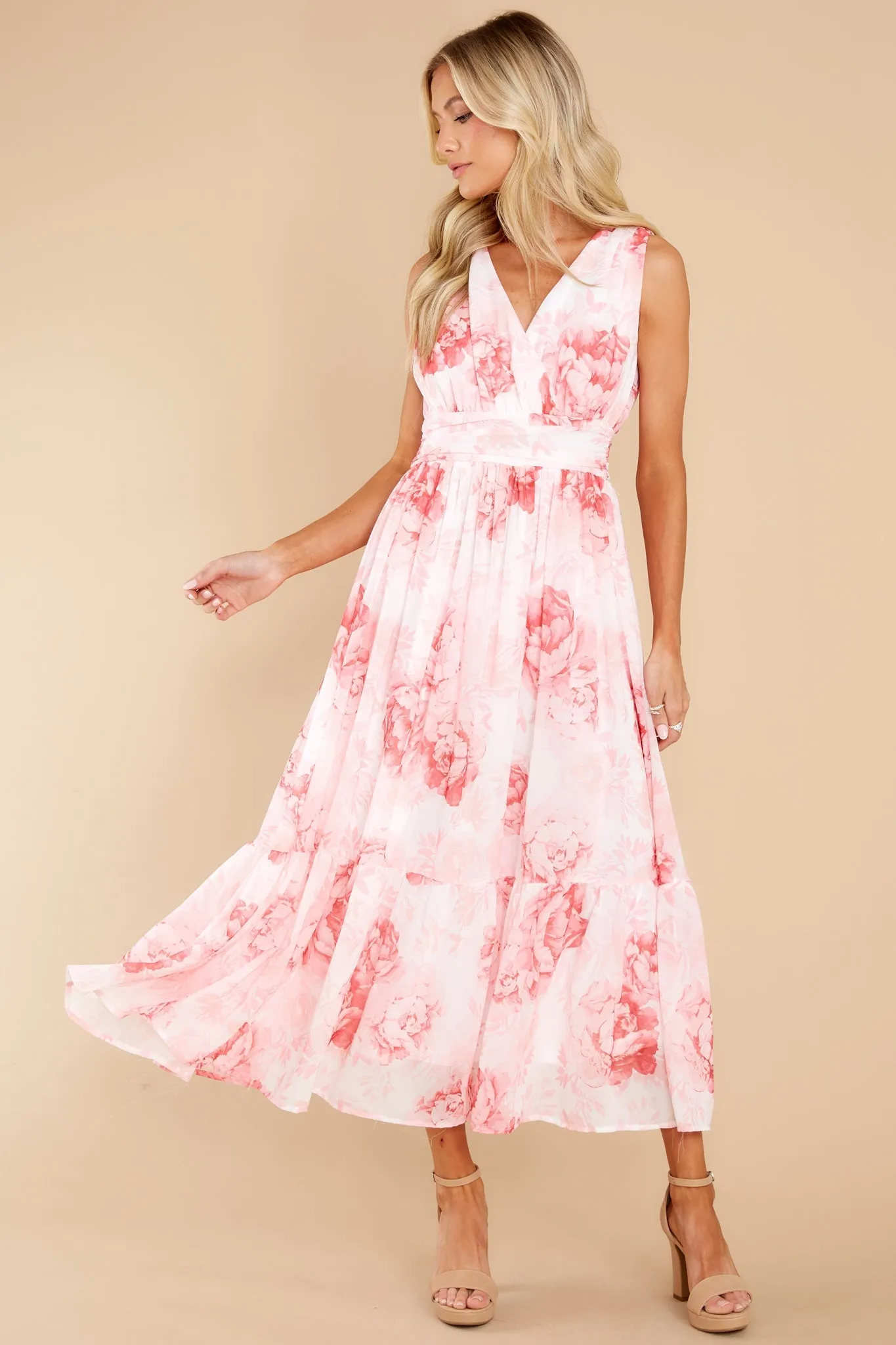 Always A Classic Pink Floral Print Midi Dress