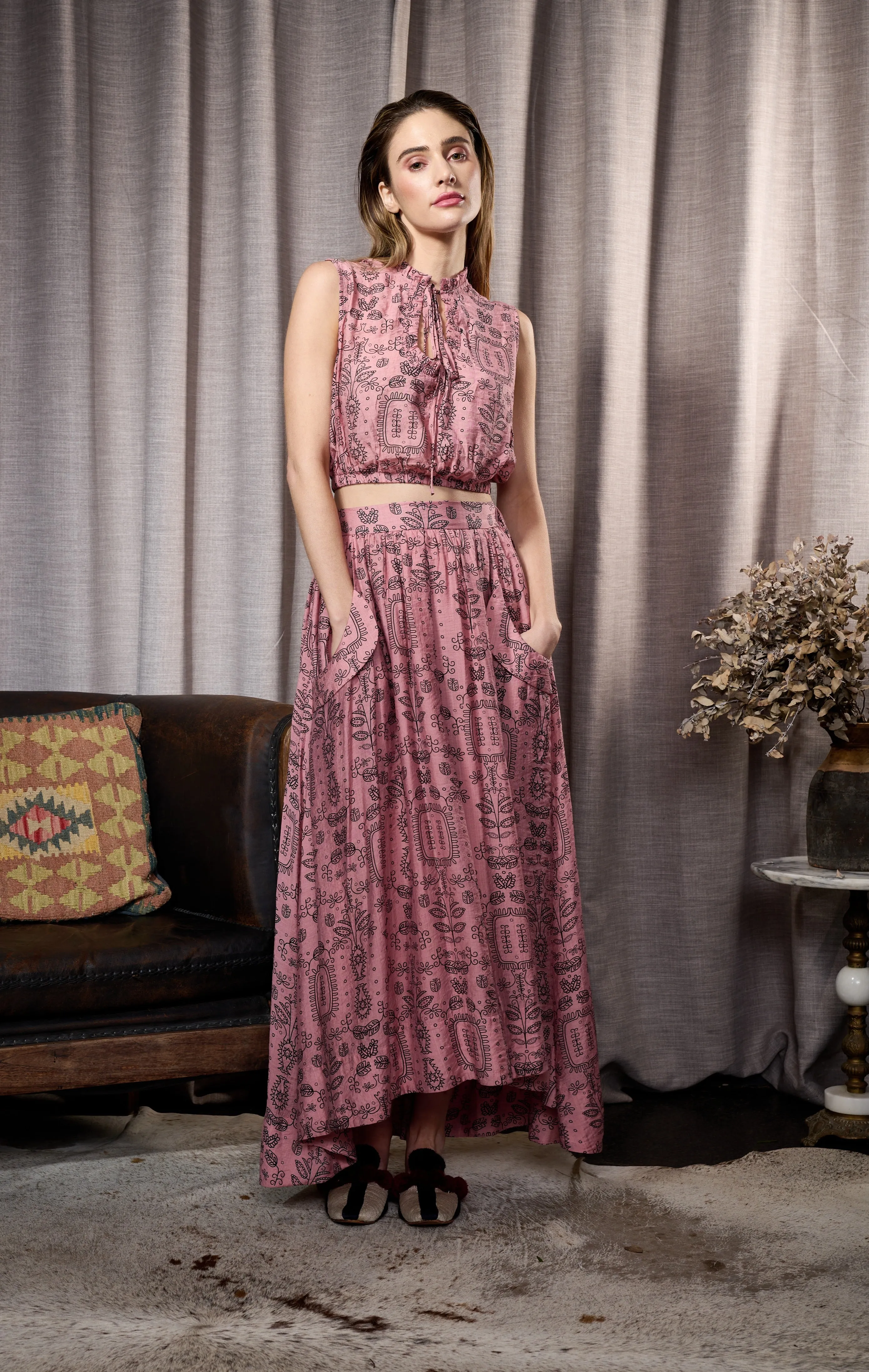 Analia Brontë Midi Skirt in Rose