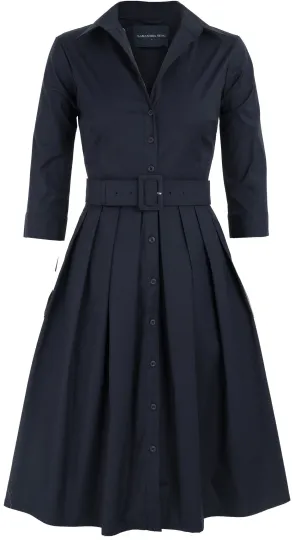 Audrey Dress #1 Shirt Collar 3/4 Sleeve Cotton Stretch (Solid)