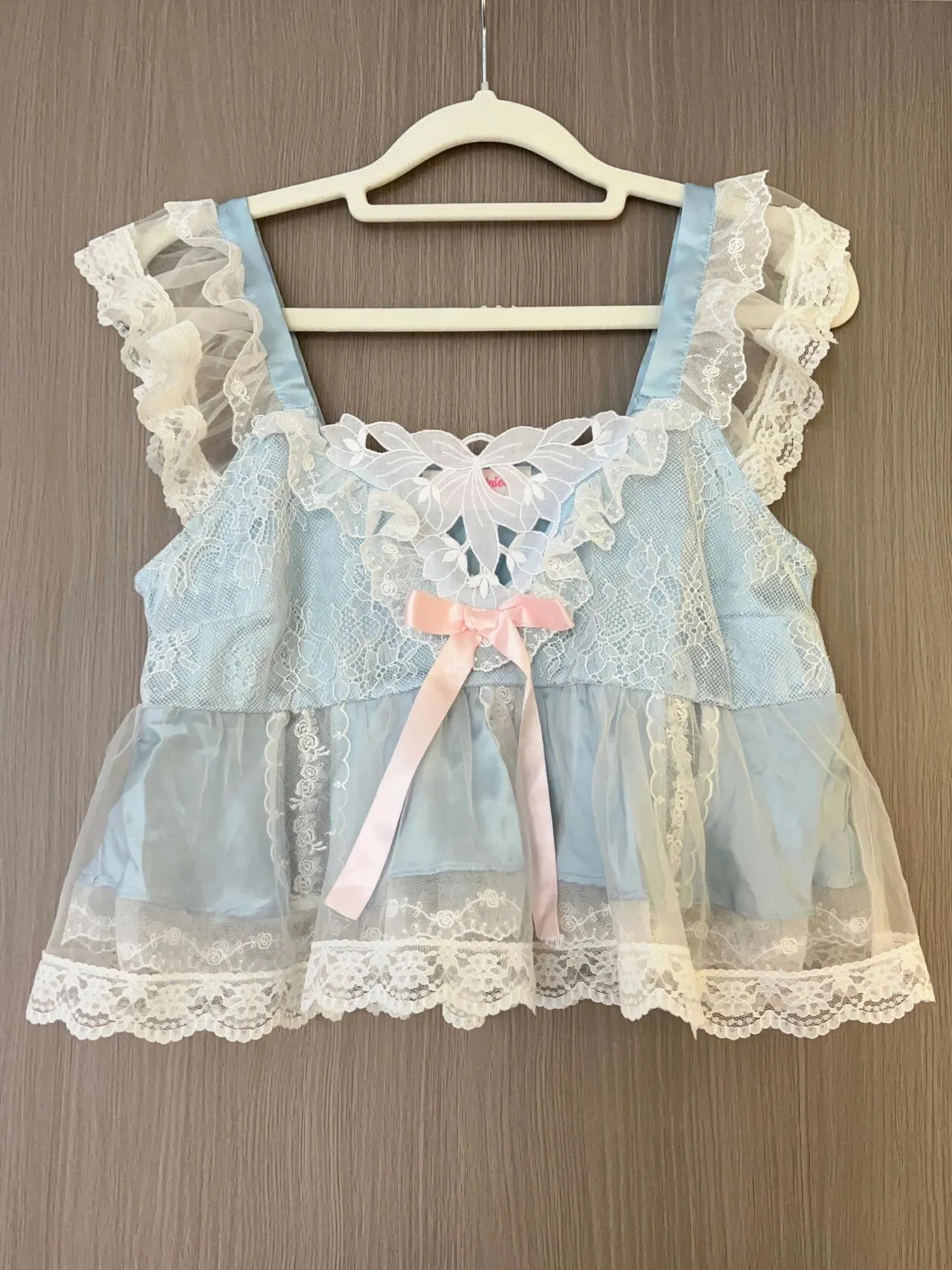 [August unicorn] Blue Moonlight Handmade Drop Top Skirt Set