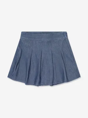 AY by AYLA Girls Denim Look Pleated Mini Skirt in Blue