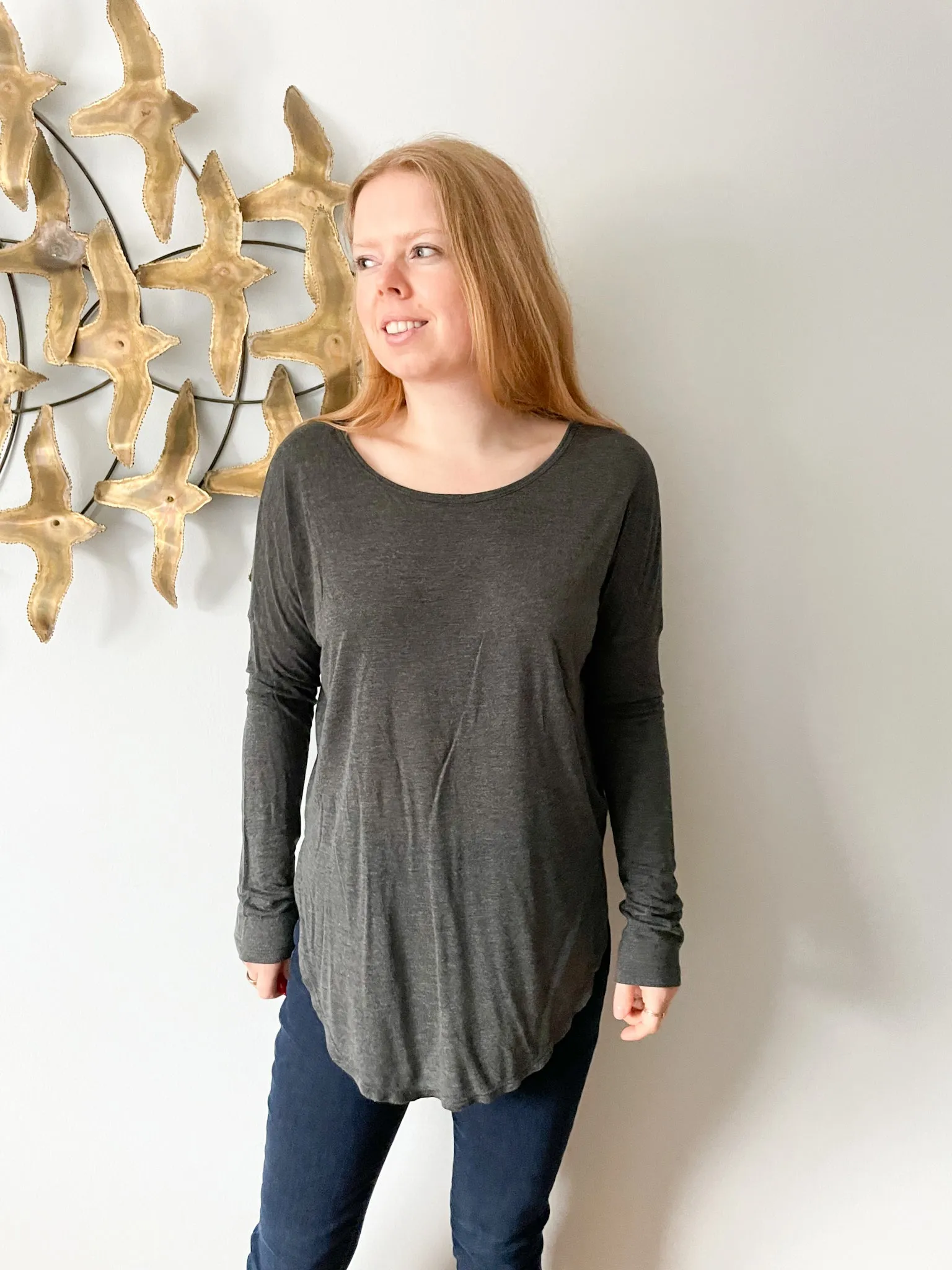 Banana Republic Grey Soft Draping Tunic Top - Small