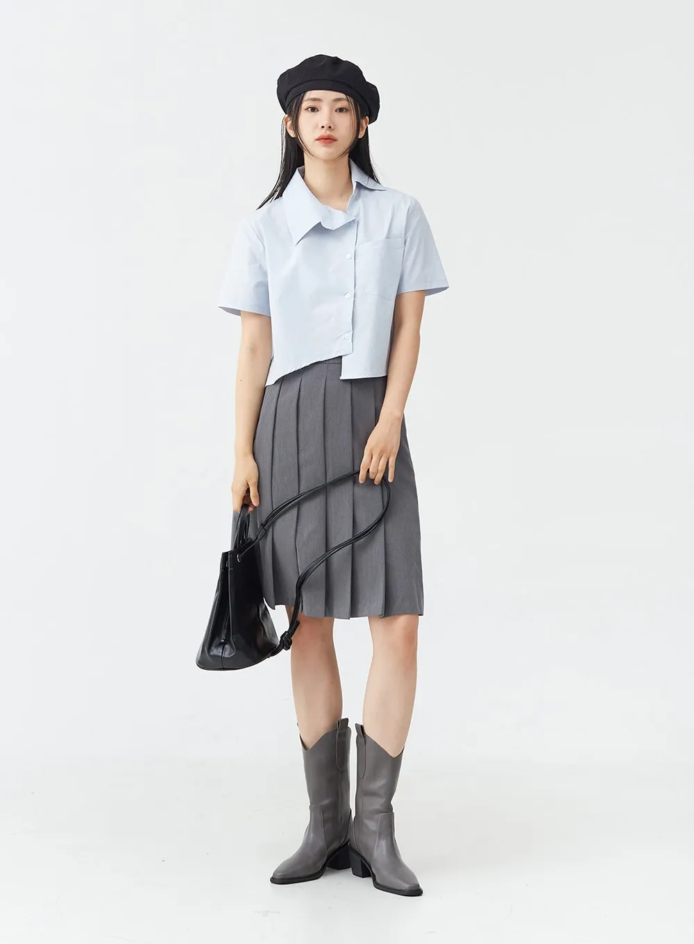 Basic Pleated Midi Skirt OG02