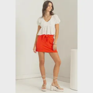 Better Days Tie-Belt Mini Skirt