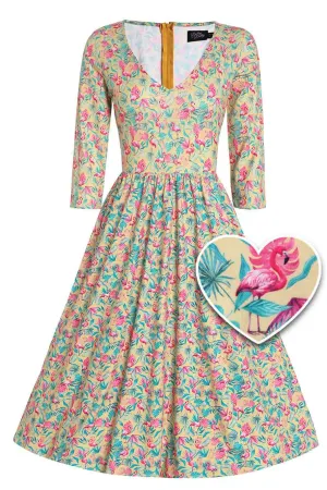 Billie Flock Star Flamingo Flared Dress