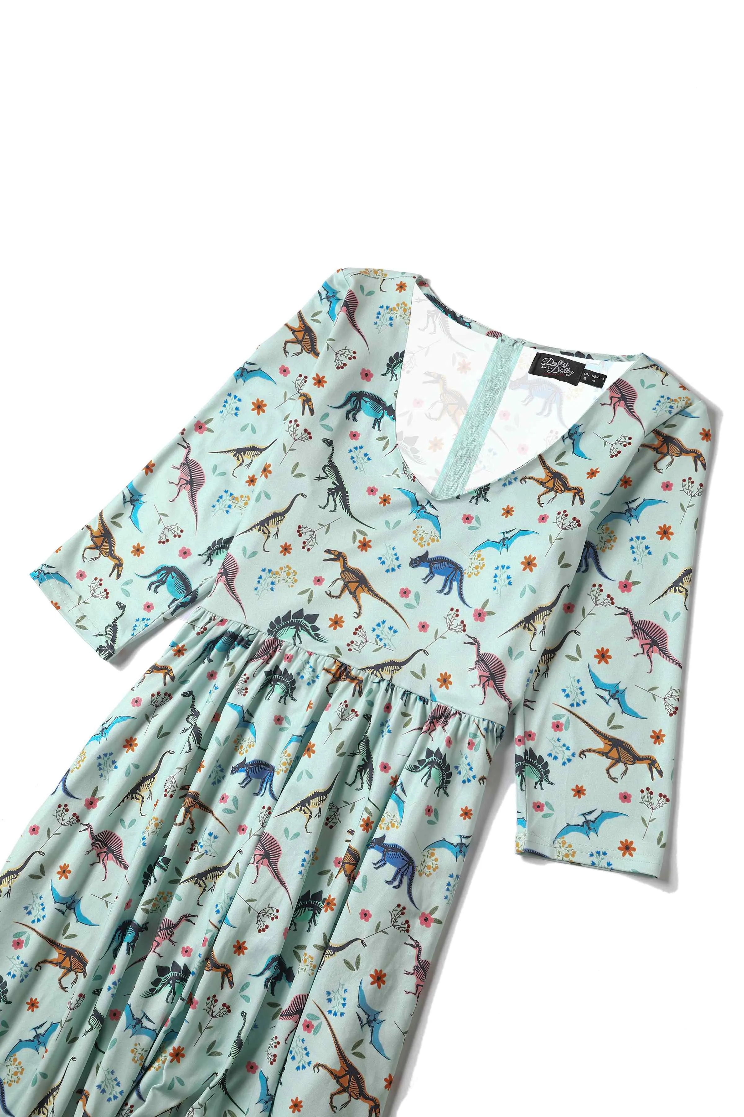 Billie Green Dinosaur Fossil Print Dress