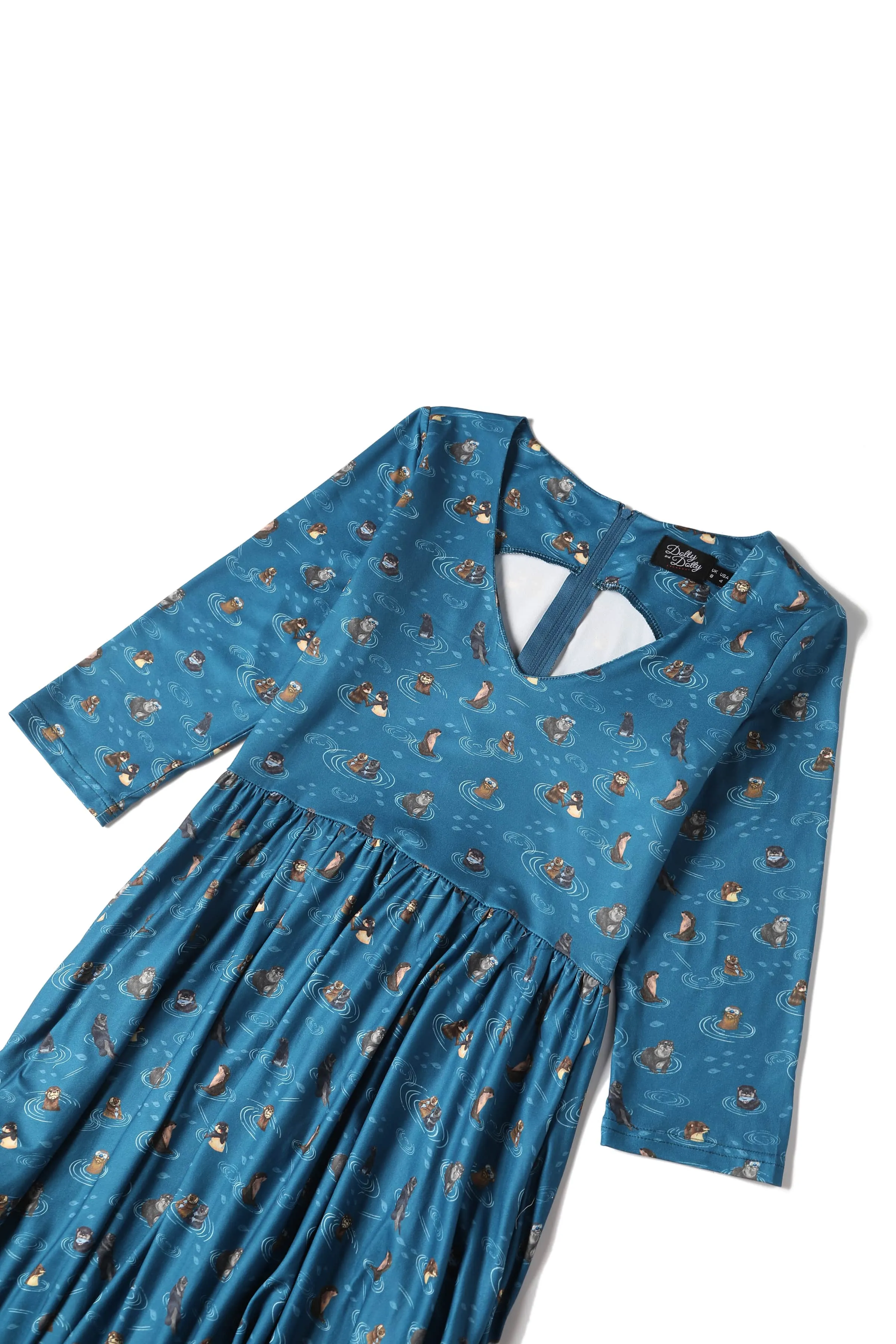 Billie Long Sleeved Blue Otter Family Dress