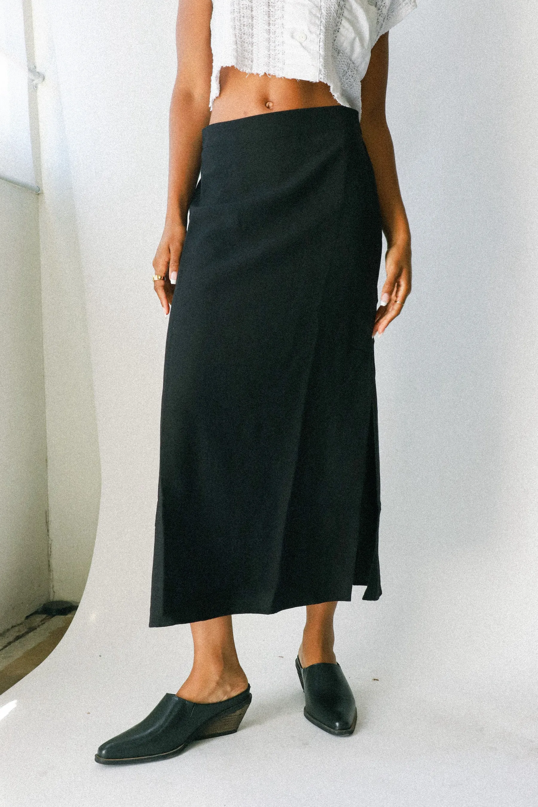 Black Classic Midi Skirt