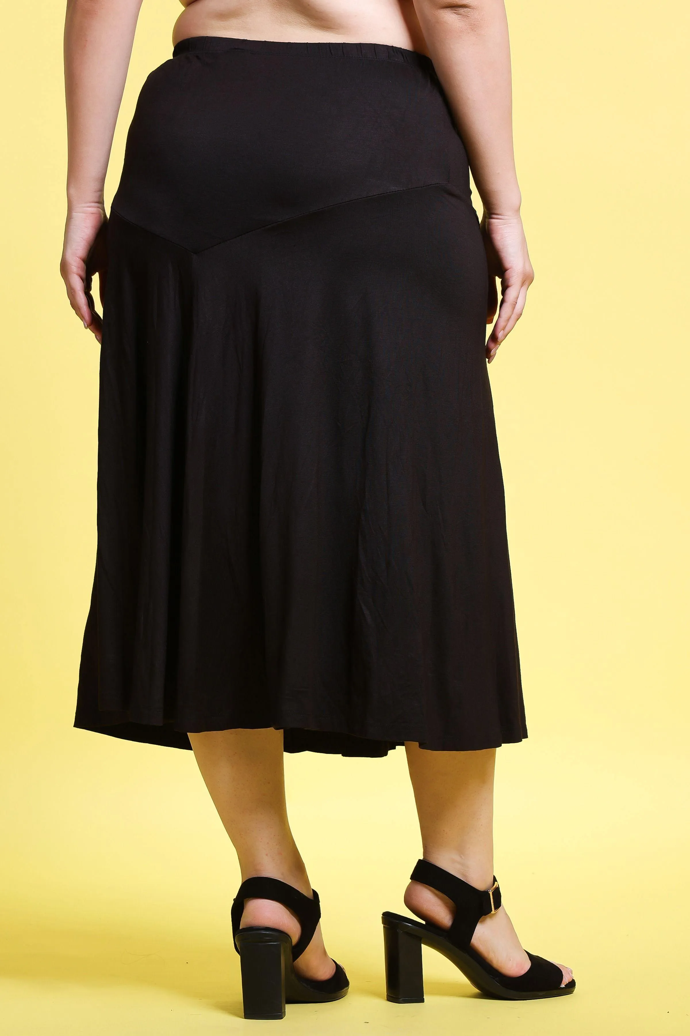 Black Solid Long Skirt