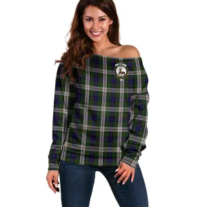 Blair Dress Tartan Off Shoulder Women Sweater with Family Crest