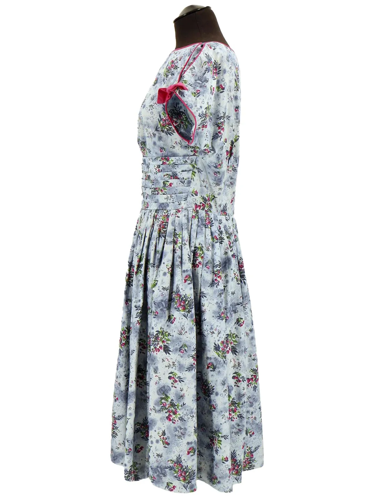 Blue Floral Sprig Vintage Fifties Day Dress