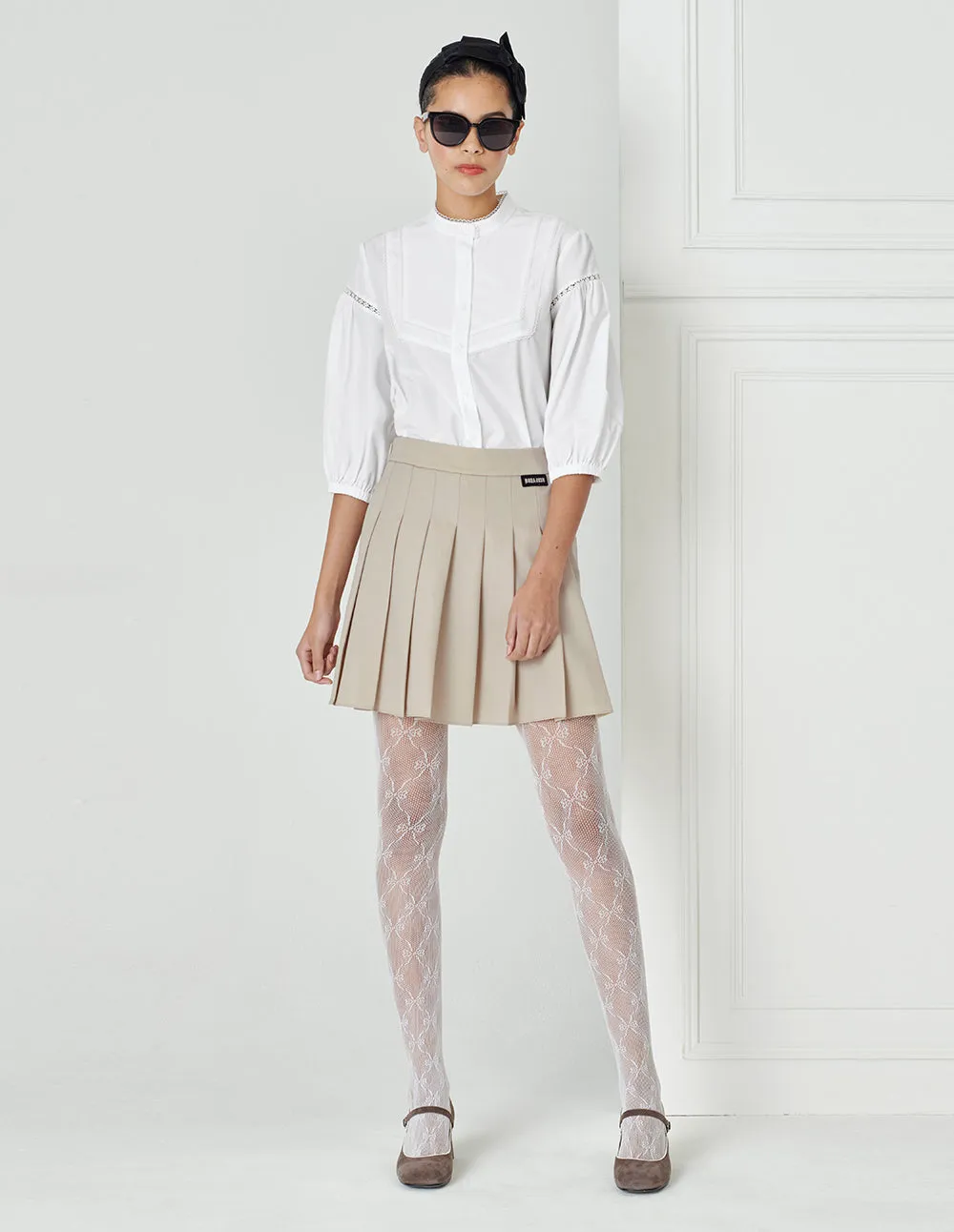 BORA AKSU Beige Preppy Pleated Skirt