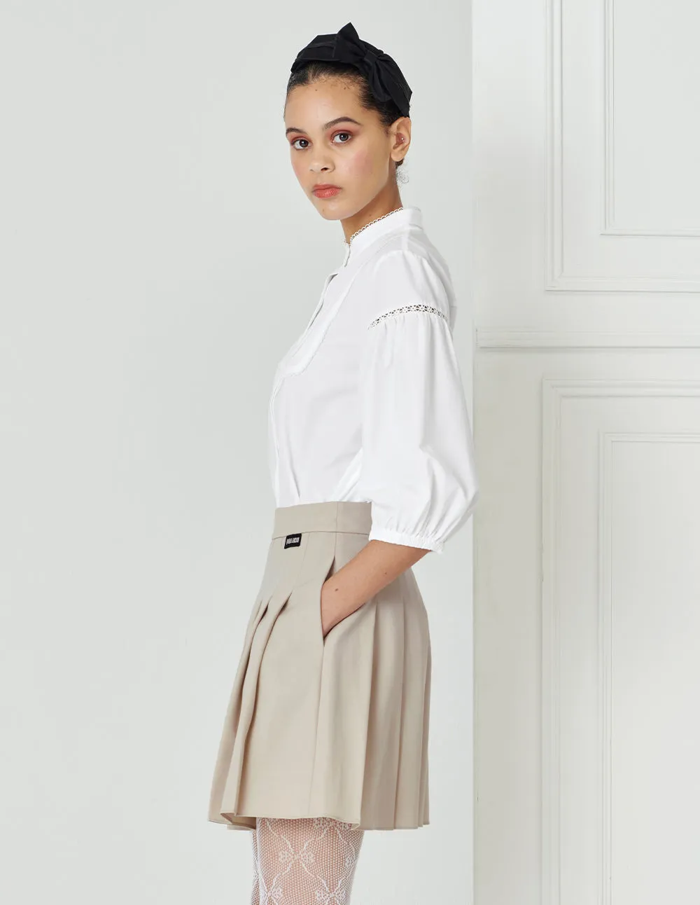 BORA AKSU Beige Preppy Pleated Skirt