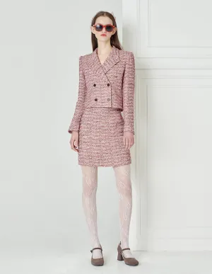 BORA AKSU Vintage Plaid Tweed Fashionable Commuter Suit Skirt