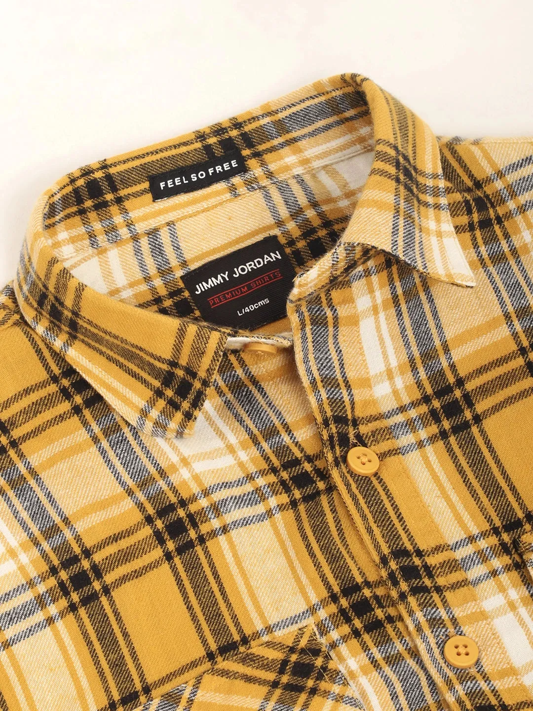 Brushd Checkerd Yellow Full Sleeve Shirt