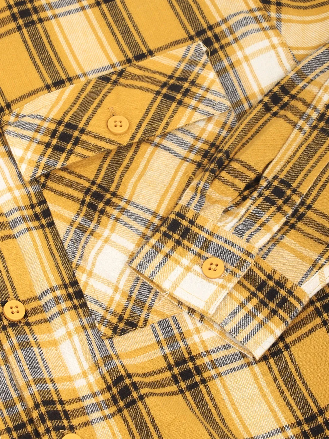 Brushd Checkerd Yellow Full Sleeve Shirt