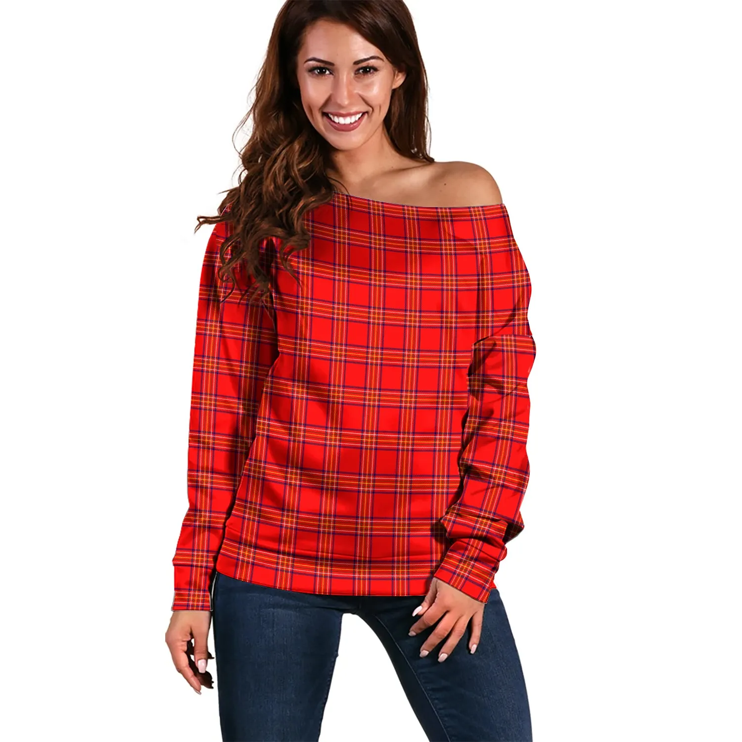 Burnett Modern Tartan Off Shoulder Women Sweater