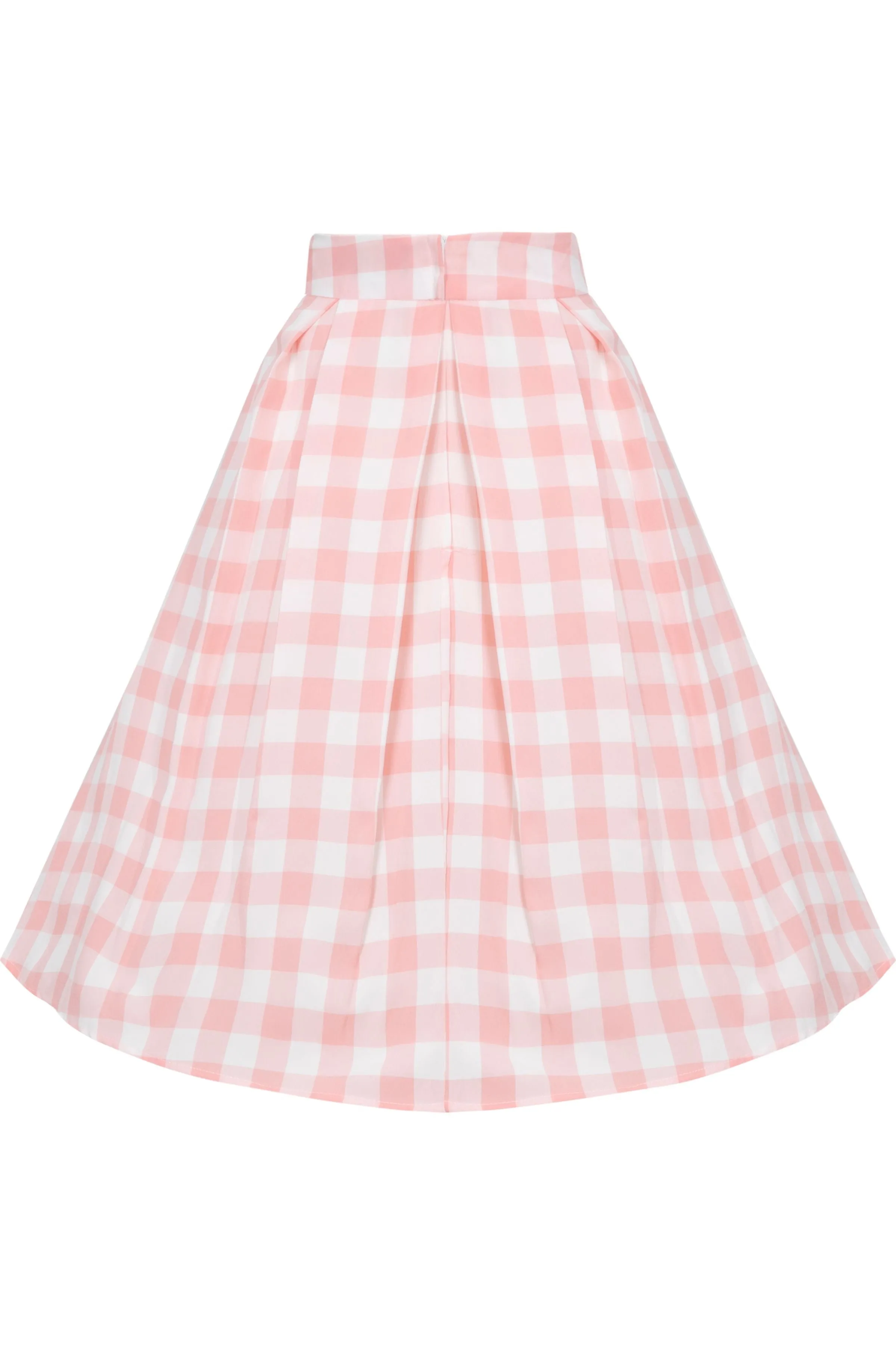 Carolyn Box Pleat Swing Skirt in Pink Gingham Check