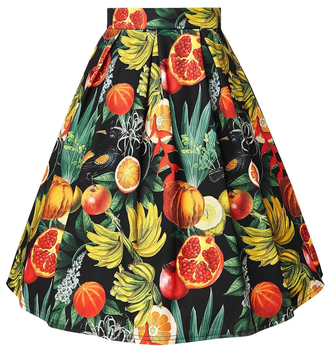 Carolyn Box Pleat Tropical Fruity Skirt