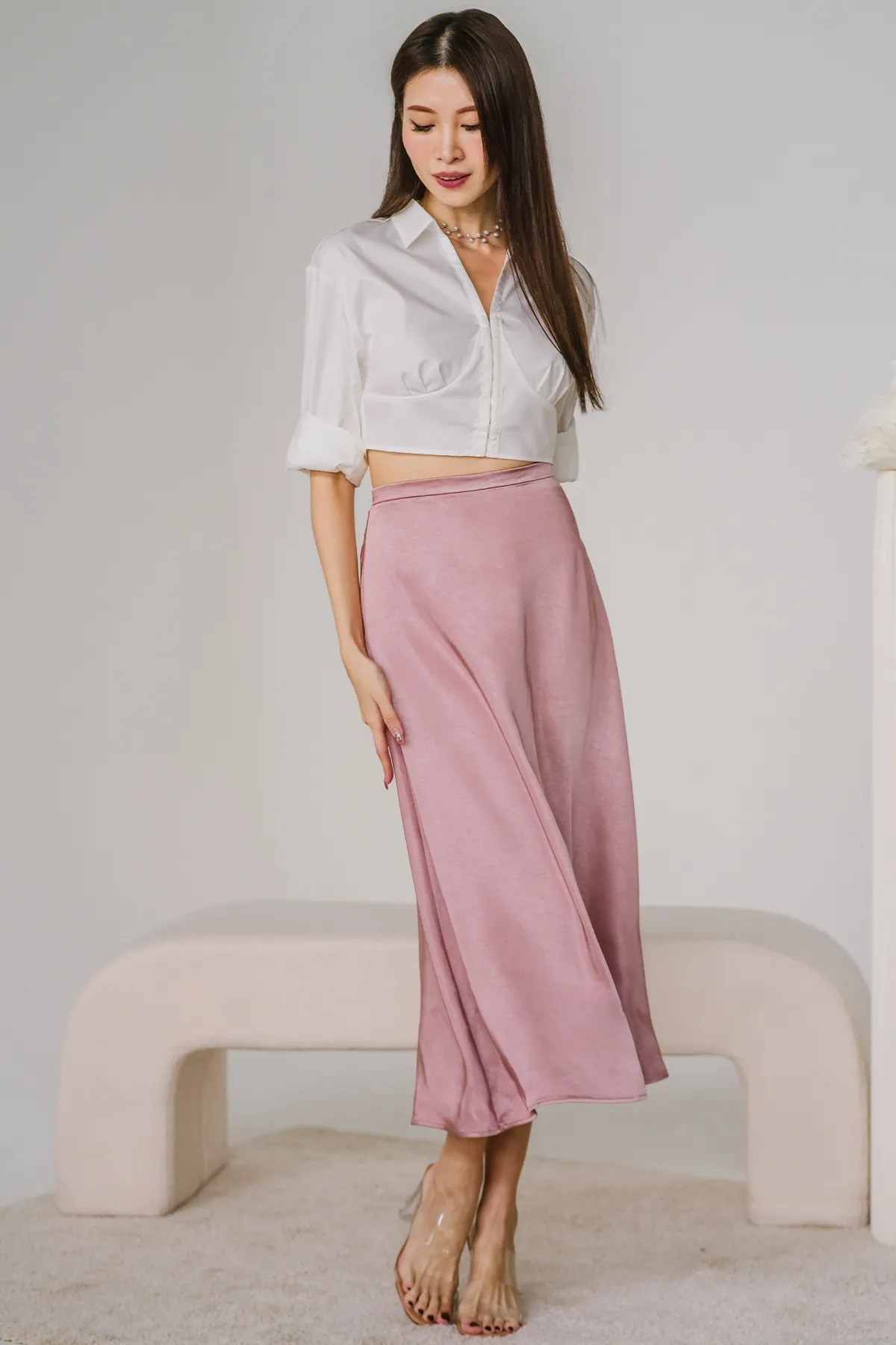 Chantilly Satin Skirt (Pink)