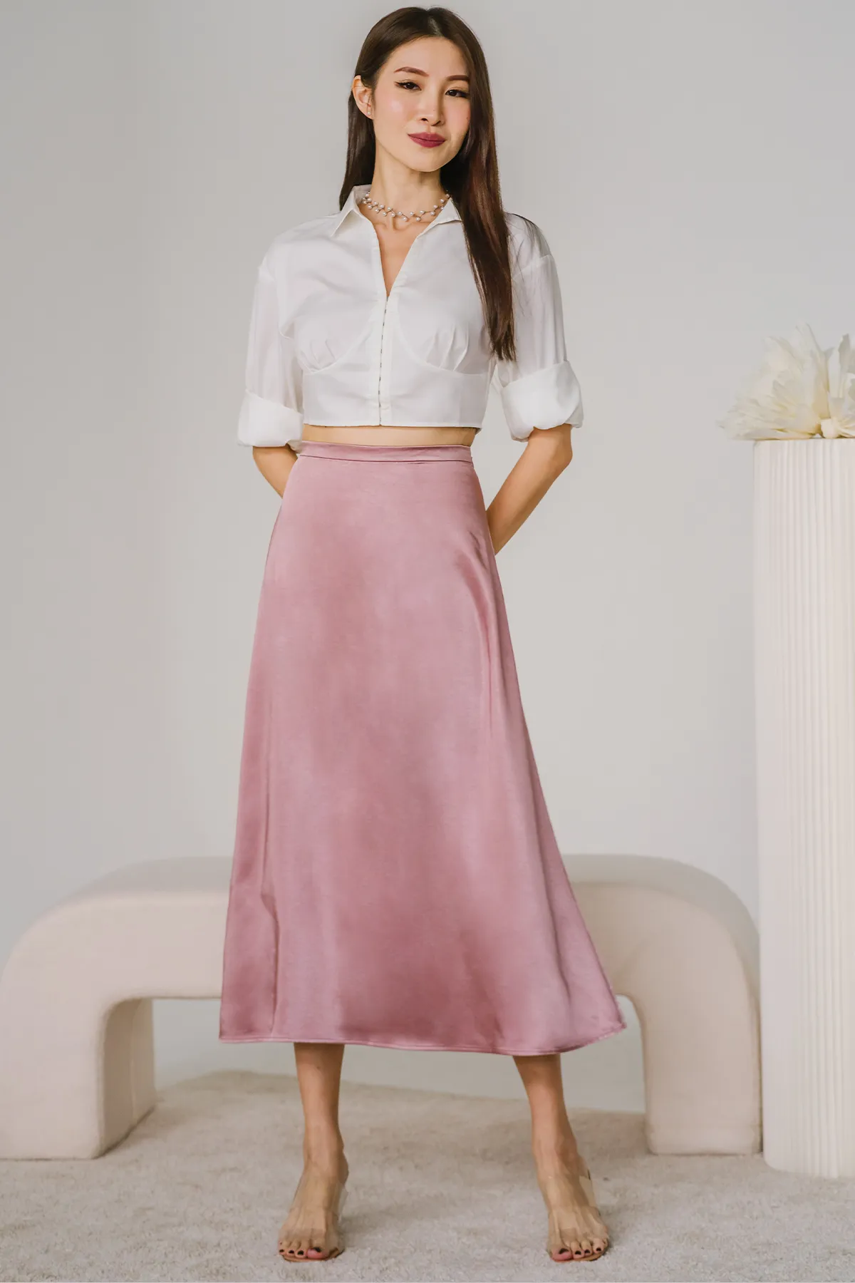 Chantilly Satin Skirt (Pink)