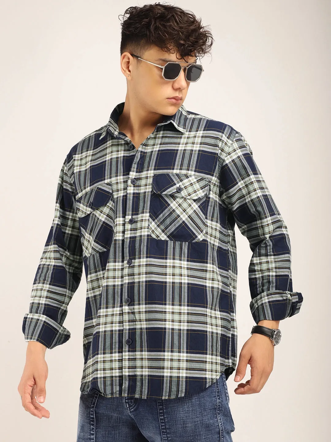 Checksque Blue Full Sleeve Check Shirt