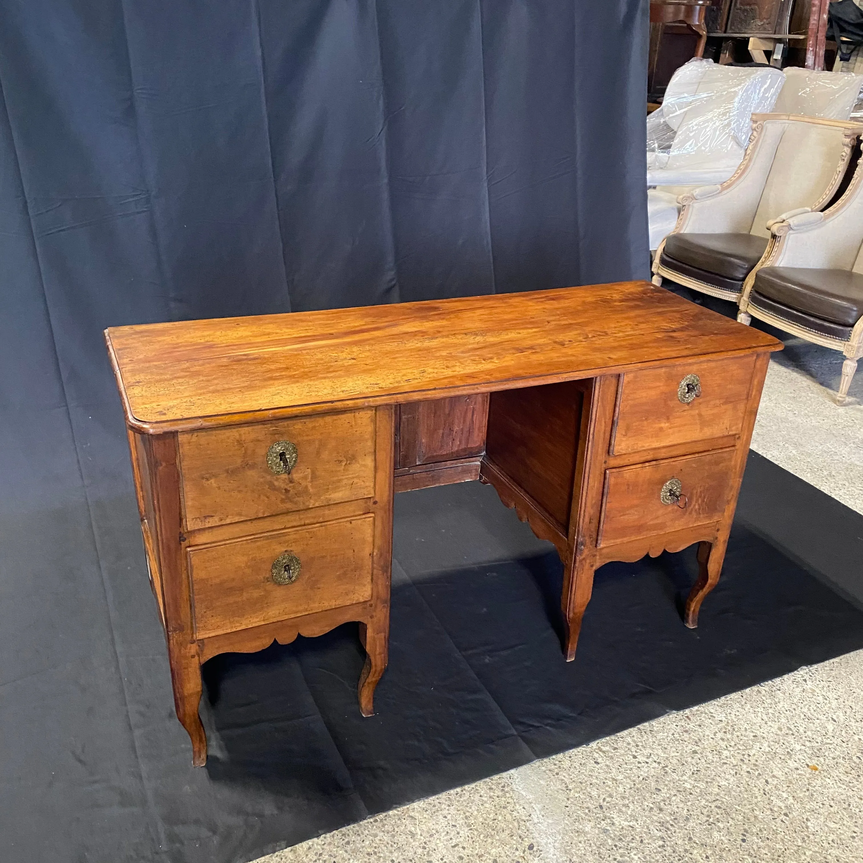 Classic French 18th Century Empire Walnut Kneehole Writing Desk