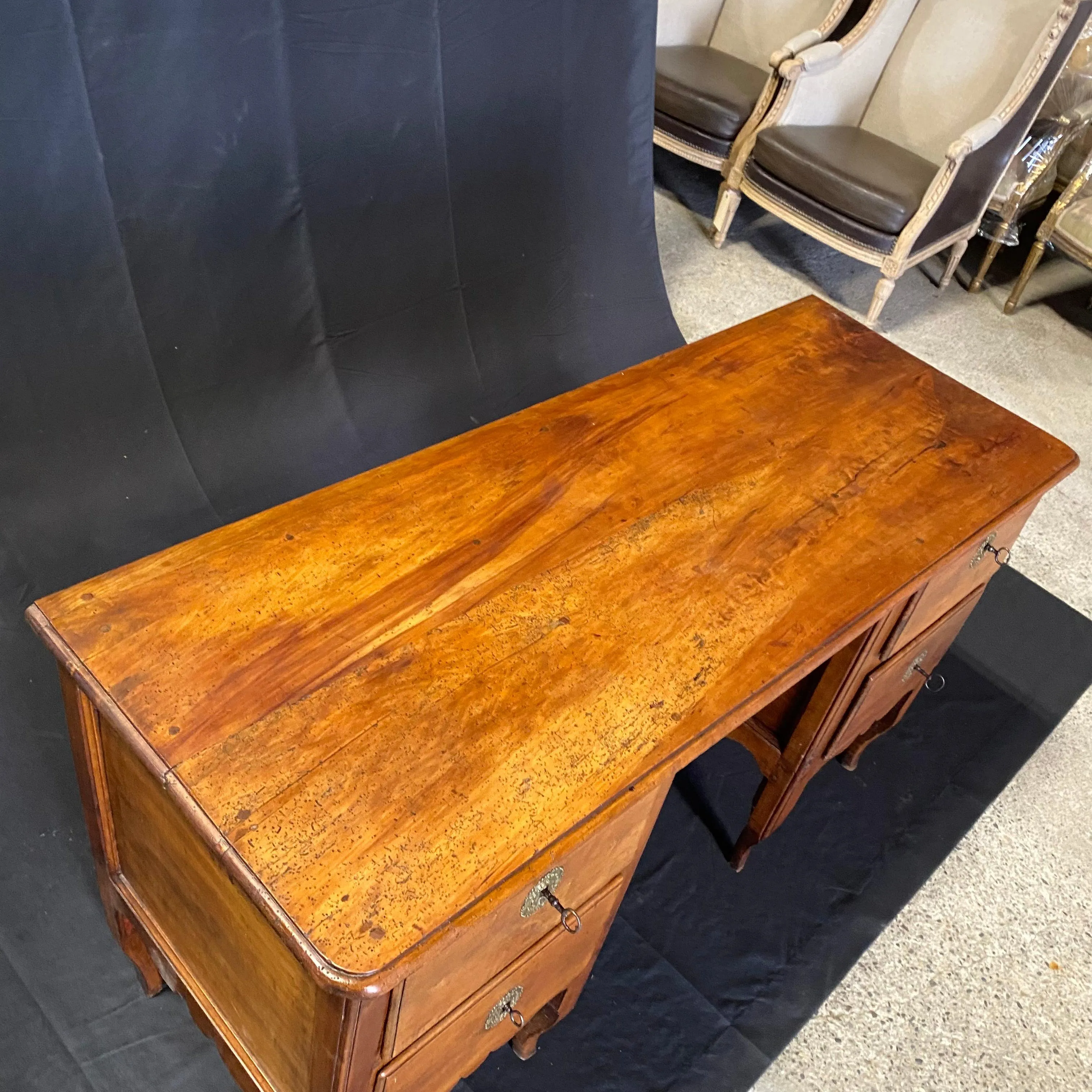 Classic French 18th Century Empire Walnut Kneehole Writing Desk