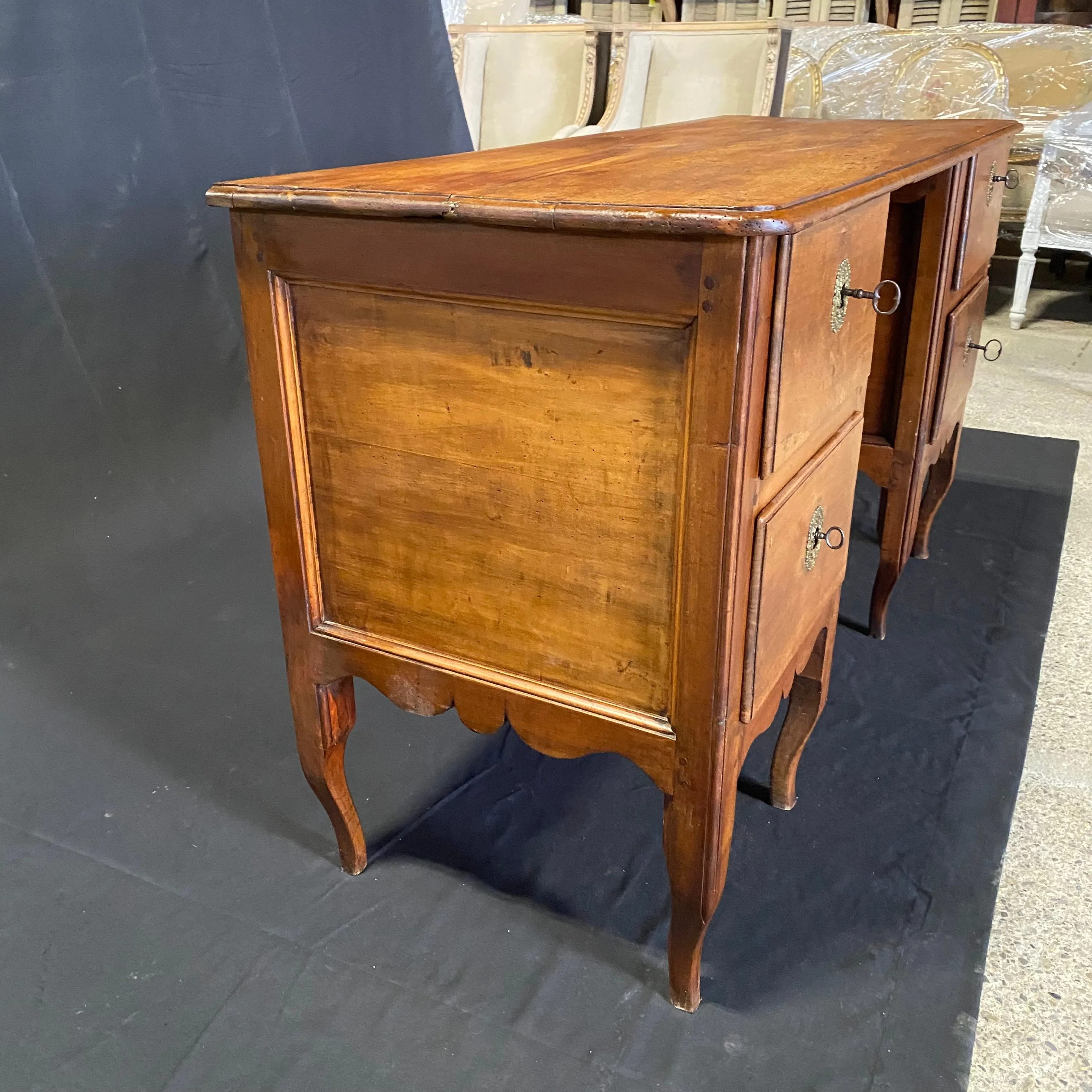 Classic French 18th Century Empire Walnut Kneehole Writing Desk