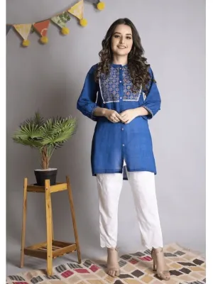 Cobalt Blue Chikankari Top.