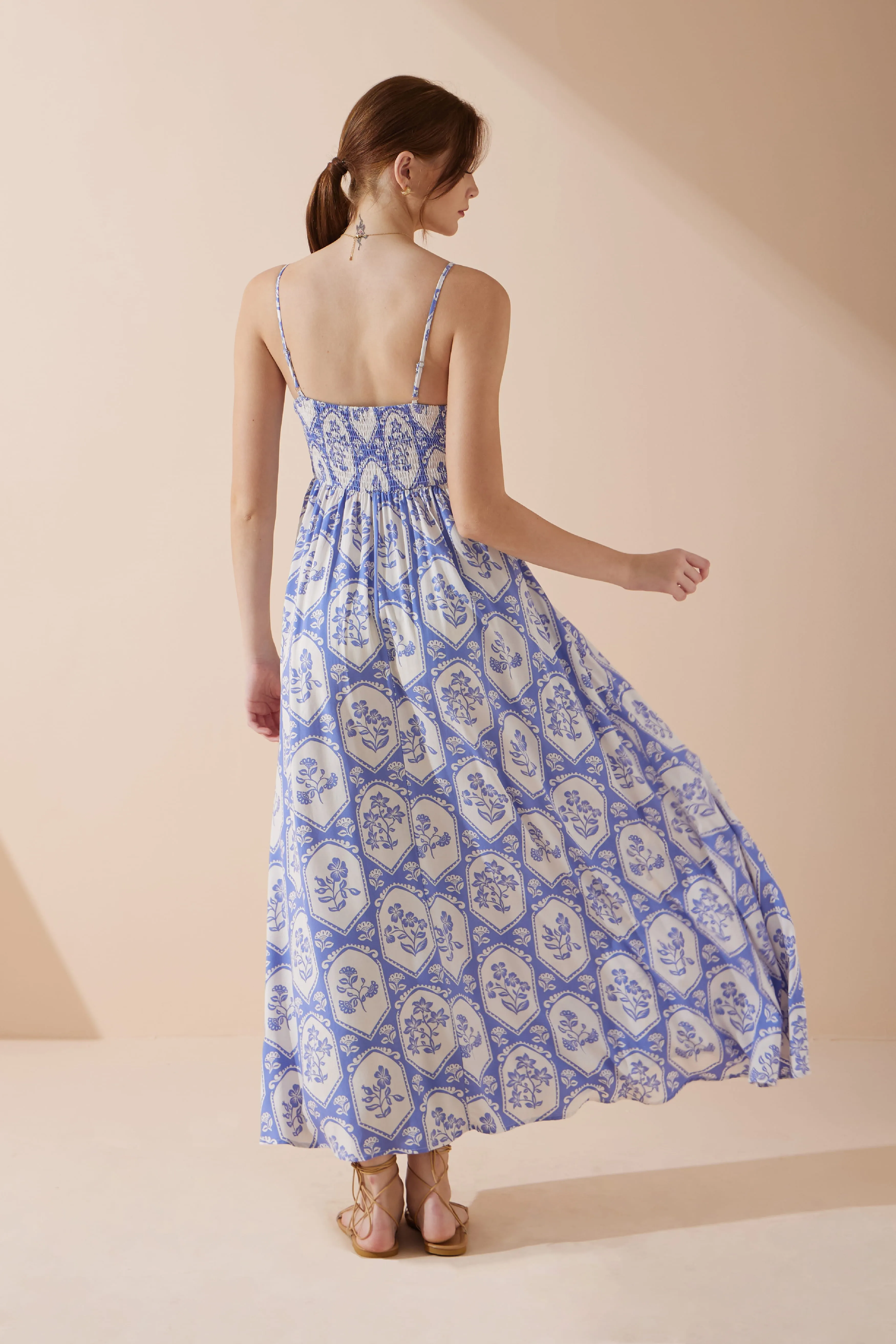 Delilah Blue Floral Flared Maxi Dress