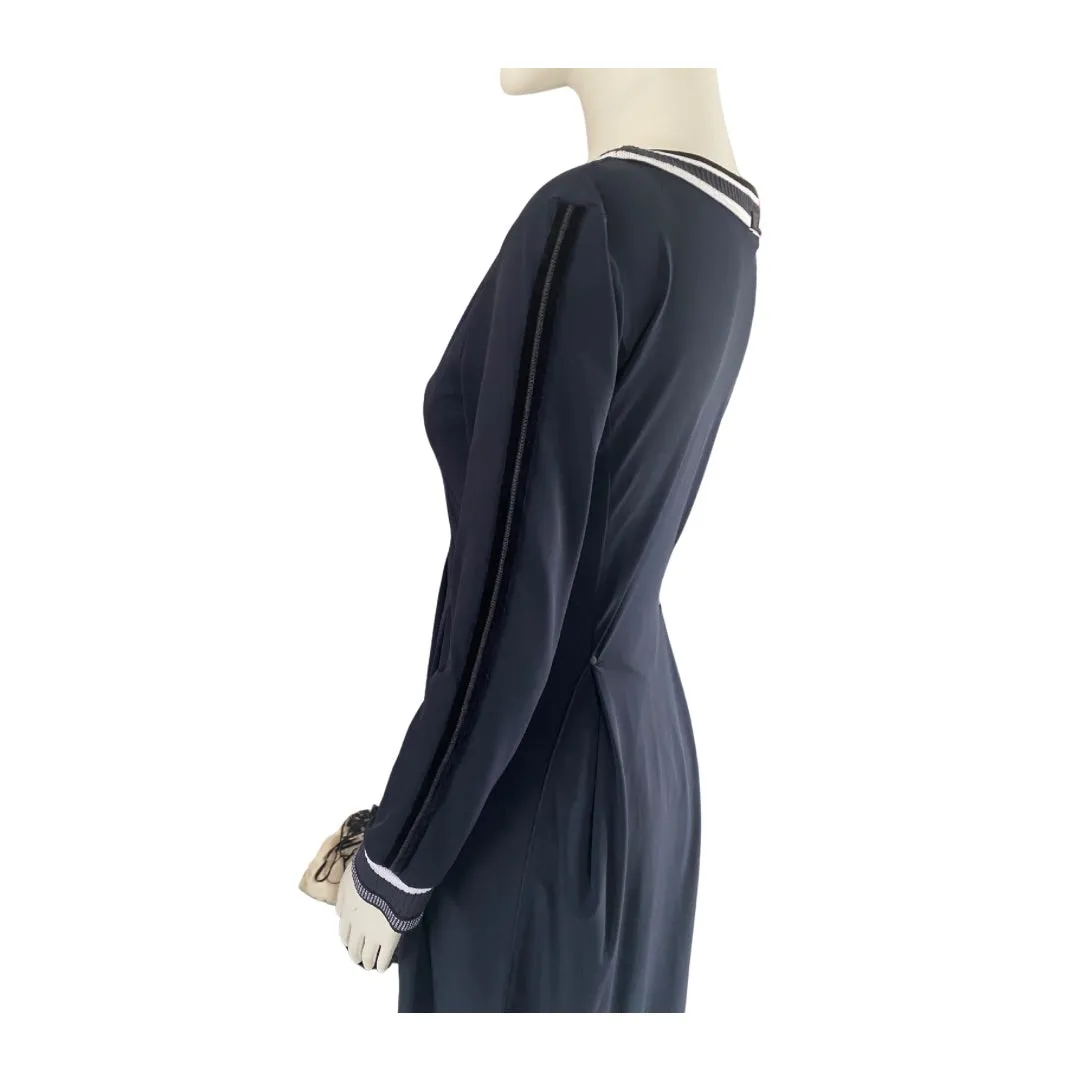 Draped Asymmetric Midi Dress Navy SIZE 12