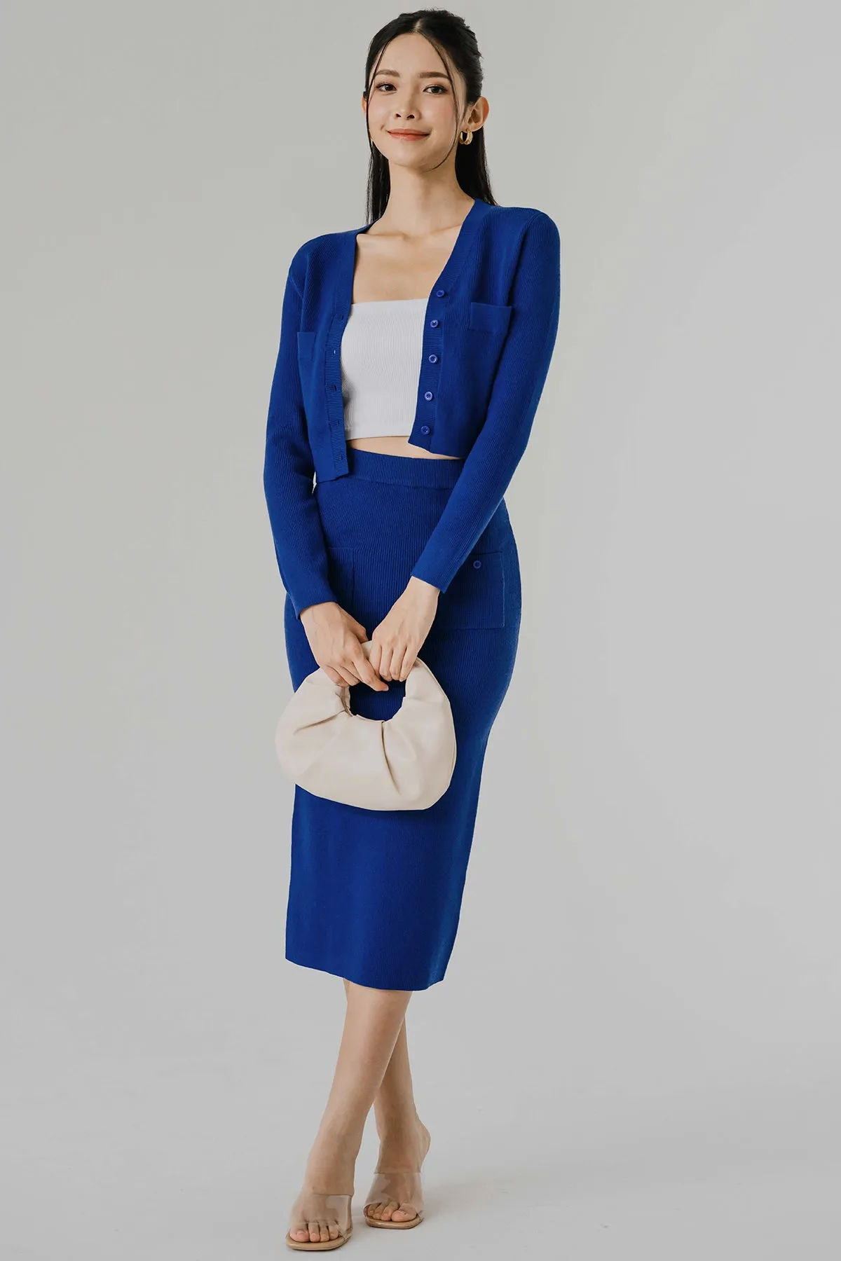 Dreamer Knit Midi Skirt (Cobalt)