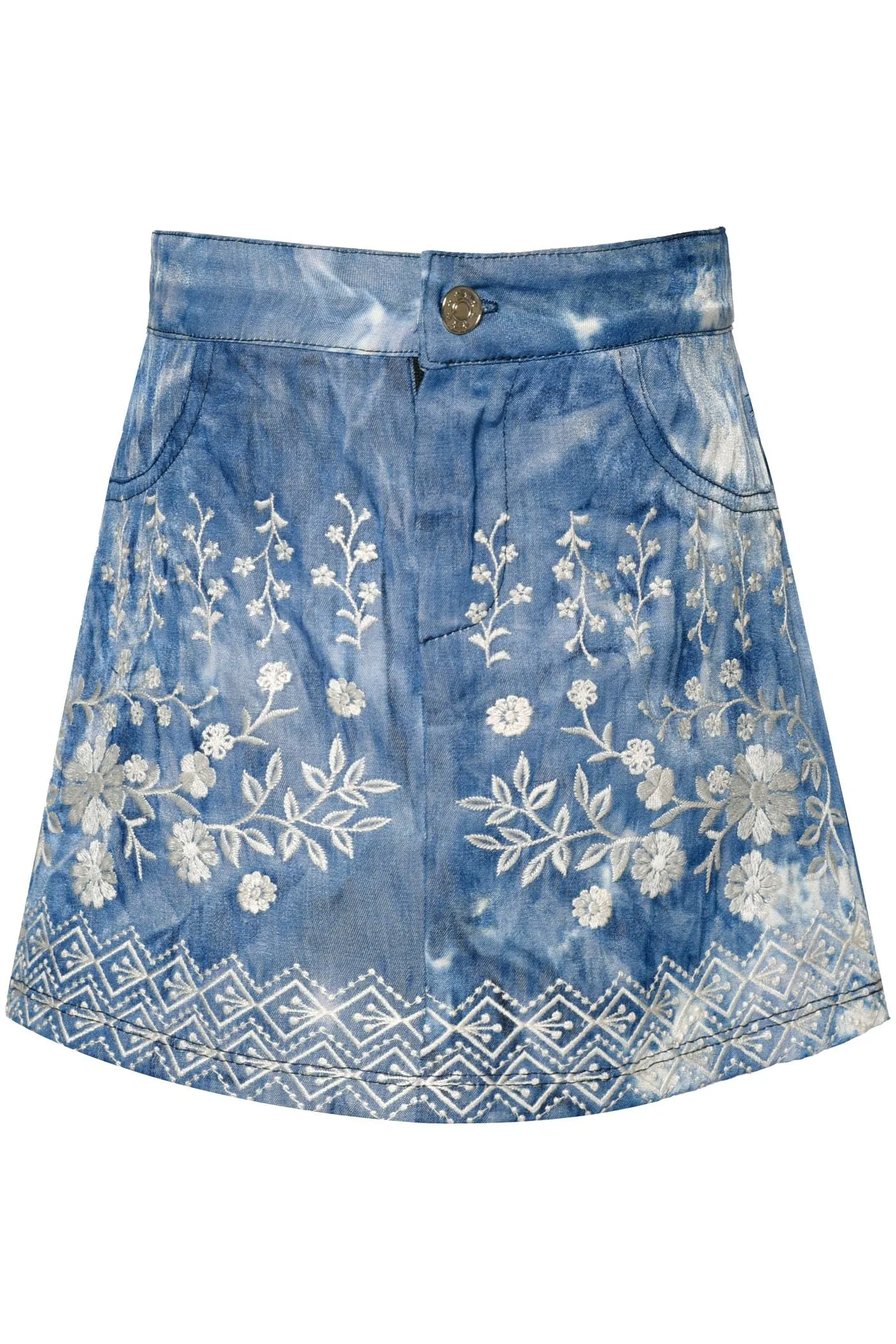 Embroidered Mini Skirt- Blue Multi