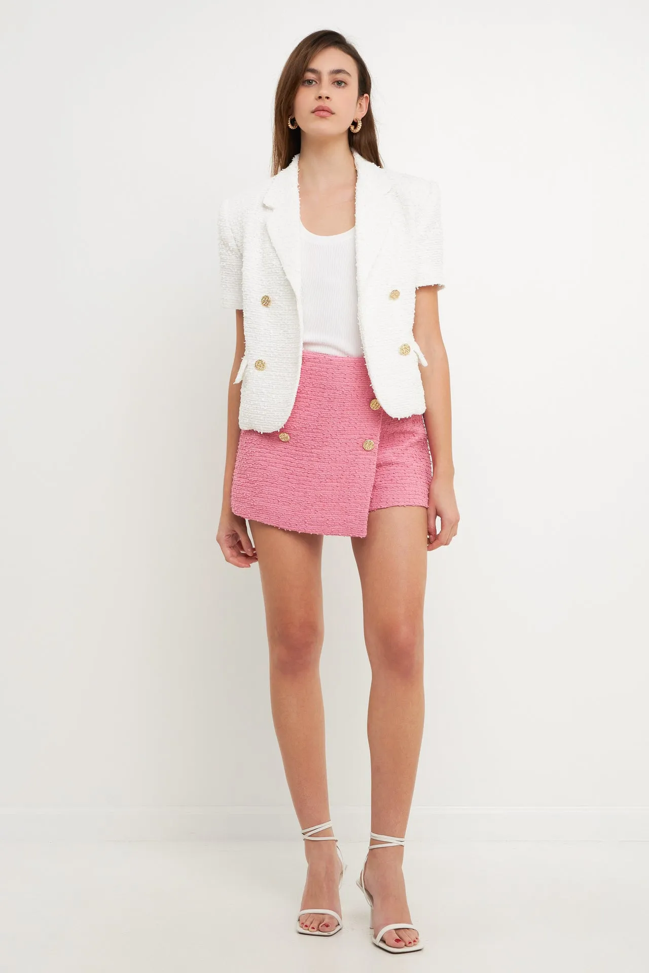 Endless Rose - Tweed Double Buttoned Wrap Skort