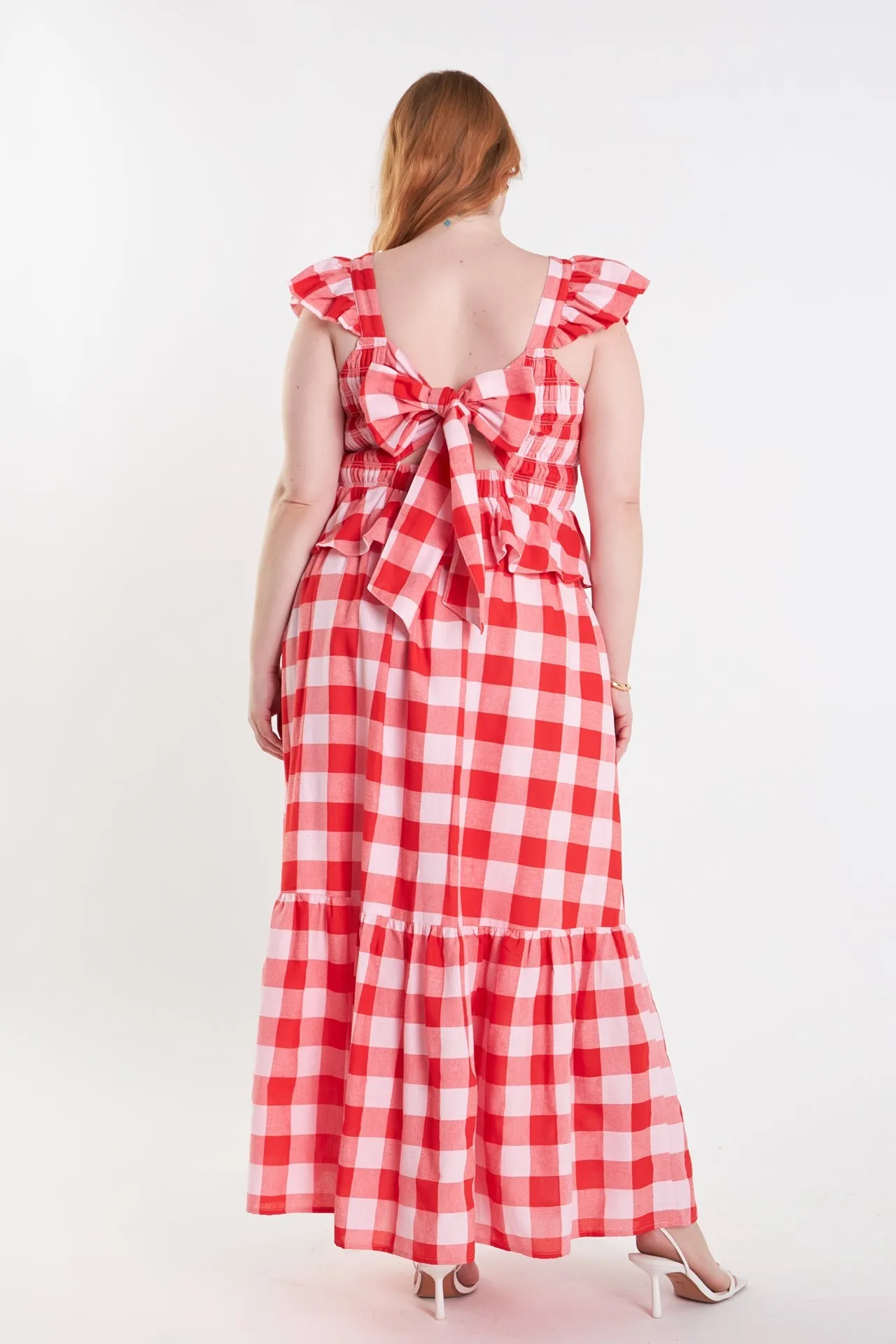 English Factory - Plus Size Gingham Midi Skirt