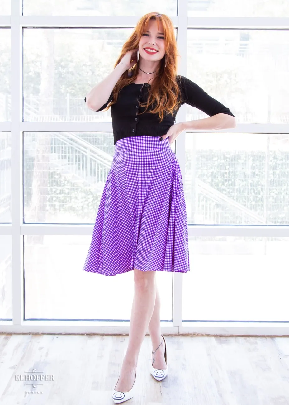 Essential Julie Skirt - Grape Gingham