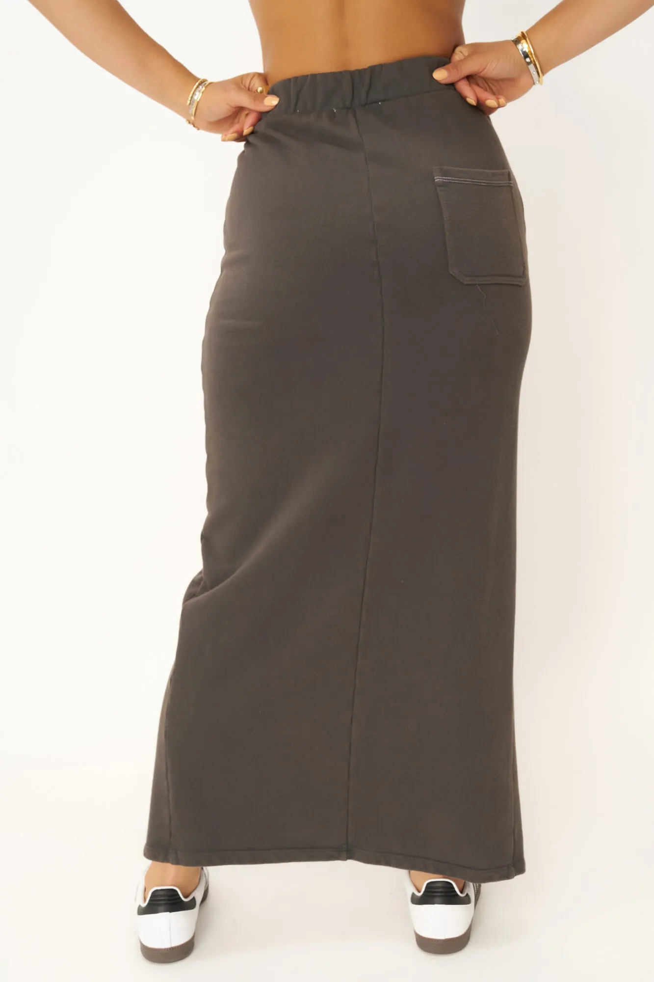 Eternal Front Slit Maxi Skirt - Vintage Black