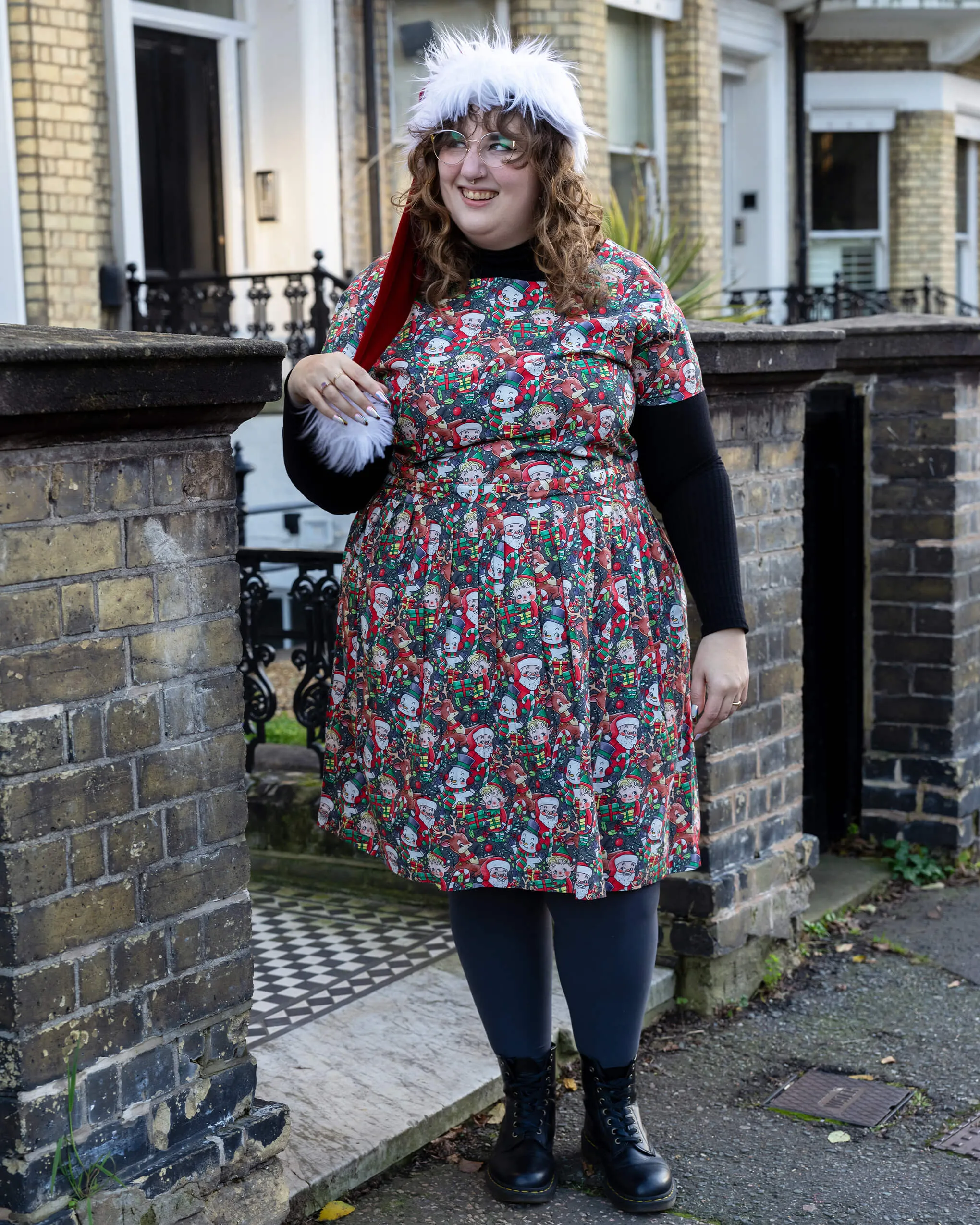 Festive: Christmas Cuties Stretch Belted Tea Dress with Pockets