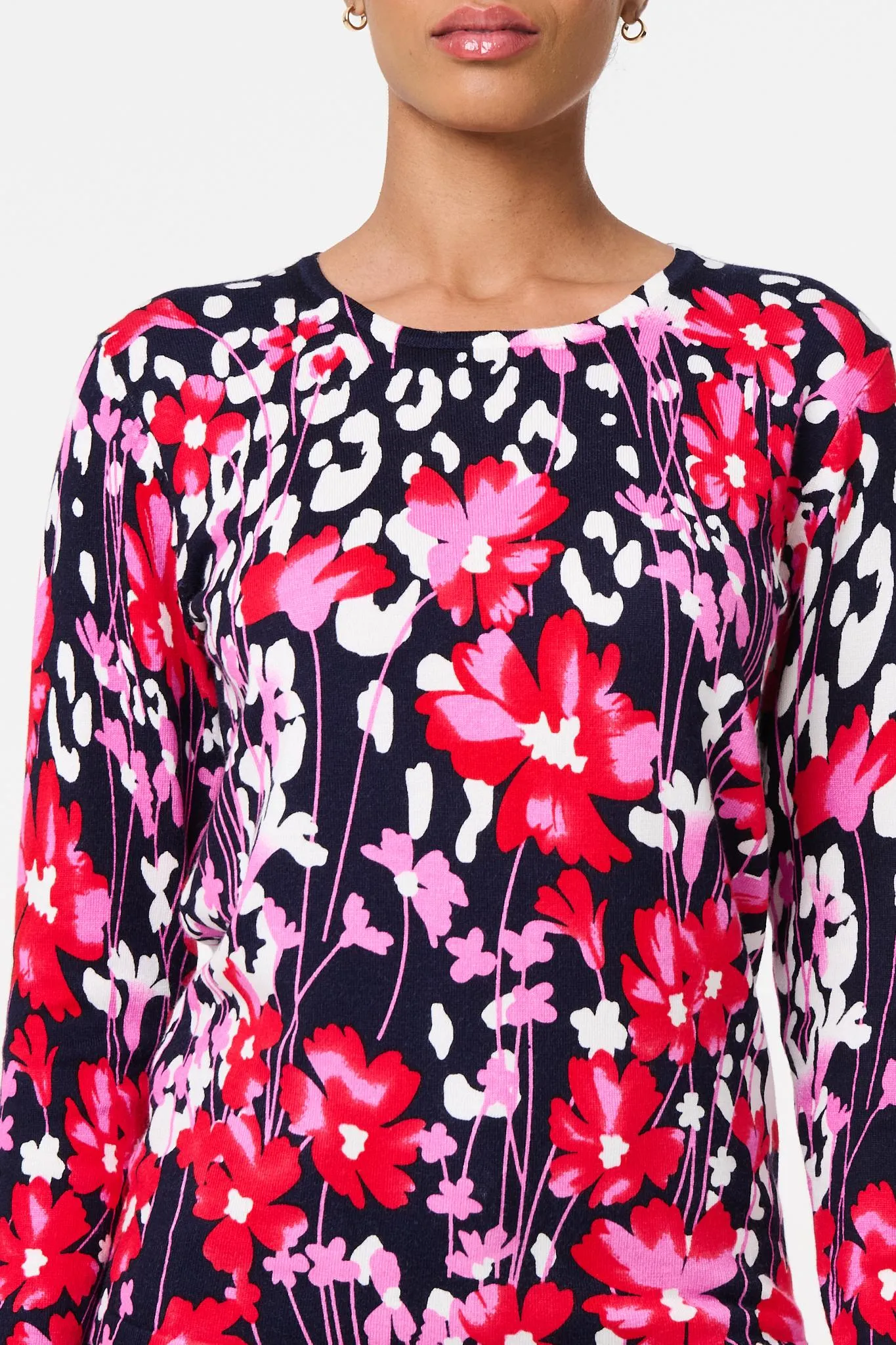 Floral Long Sleeve Scoop Neck Top