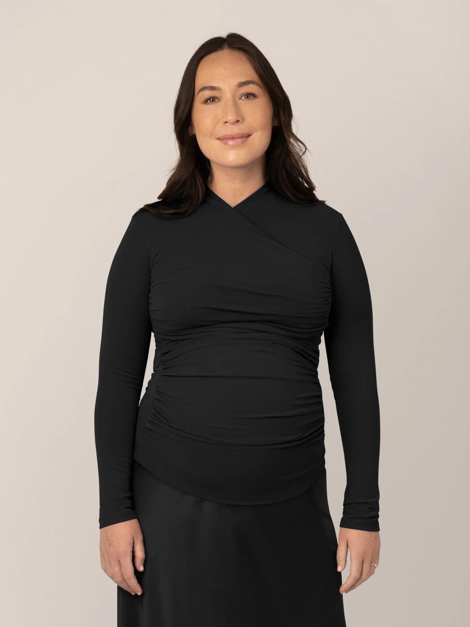 Gianna Shirred Maternity & Nursing Top | Black