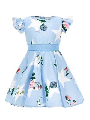 Girls dress with logo insert light blue