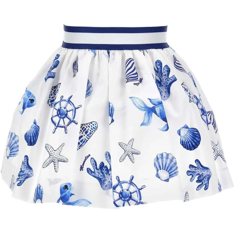 Girls White Ocean Skirt