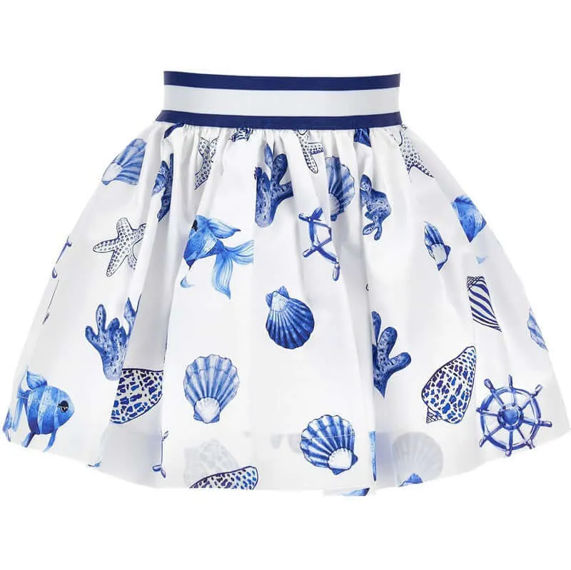 Girls White Ocean Skirt